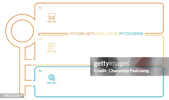 Problem solving process template with three steps stock illustration.Key, Infographic, Icon, Solution, Teamwork Problem solving process template with three steps stock illustration.Key, Infographic, Icon, Solution, Teamwork