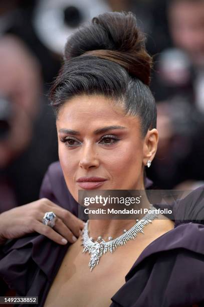 American born mexican actress Salma Hayek at Cannes Film Festival 2023. Red Carpet Killers Of The Flower Moon. Cannes , May 20th, 2023