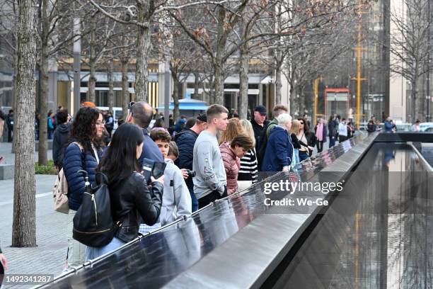 the 9/11 memorial south pool in new york, usa - brookfield place stock pictures, royalty-free photos & images