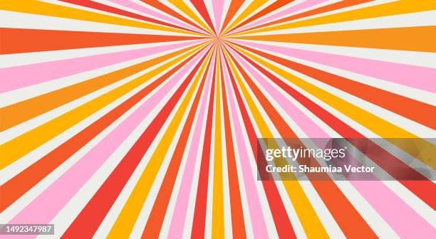 retro sun burst vintage background.  vector twisted design with spiral rays circus illustration for banner, poster, frame and backdrop. - red and yellow background stock illustrations