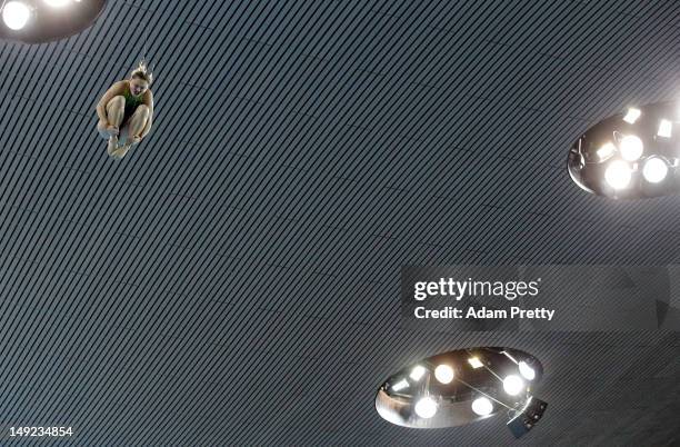 Melissa Wu of Australia practices during a diving training session ahead of the London Olympic Games at the Aquatics Centre in Olympic Park on July...