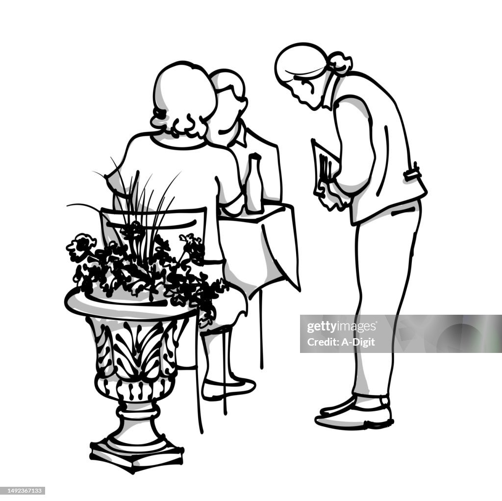 Paris Cafe Waiter Sketch