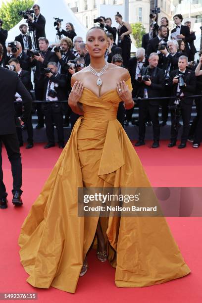 Jasmine Tookes attends the "Club Zero" red carpet during the 76th annual Cannes film festival at Palais des Festivals on May 22, 2023 in Cannes,...