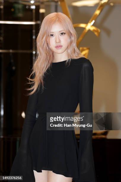 Rose of South Korean girl group BLACKPINK is seen at the 'Saint Laurent' The Hyundai pop-up store opening event at The Hyundai on May 22, 2023 in...