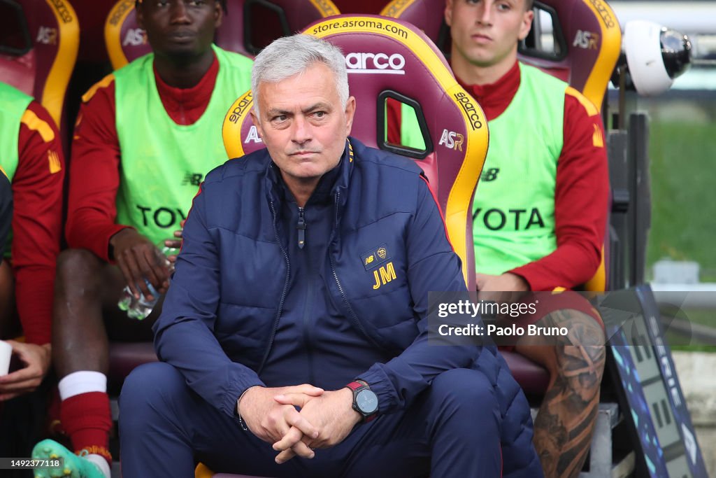 As Roma Coach Jose Mourinho, Head Coach of AS Roma, looks on prior to the Serie A ...