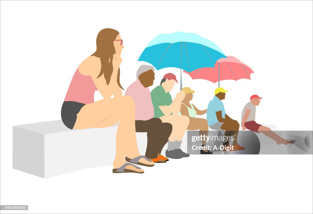 Sitting Listening Concreate Beach Wall