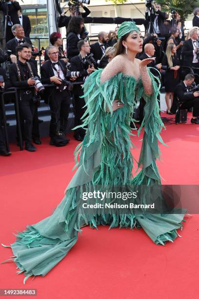 Urvashi Rautela attends the "Club Zero" red carpet during the 76th annual Cannes film festival at Palais des Festivals on May 22, 2023 in Cannes,...