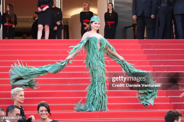 Urvashi Rautela attends the "Club Zero" red carpet during the 76th annual Cannes film festival at Palais des Festivals on May 22, 2023 in Cannes,...