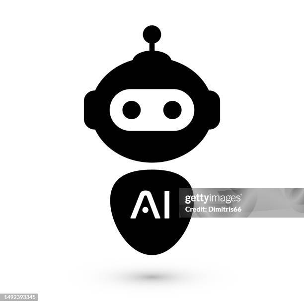 illustrazioni stock, clip art, cartoni animati e icone di tendenza di logo del robot di intelligenza artificiale - deep learning