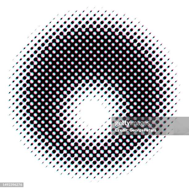 circle frame-border with halftone and glitch technique - moire stock illustrations