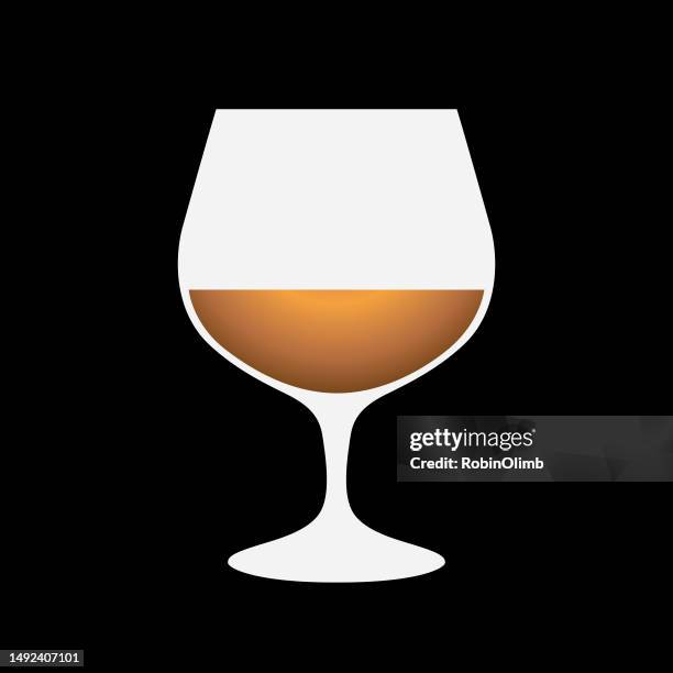 bildbanksillustrationer, clip art samt tecknat material och ikoner med black glass of brandy icon - konjaksglas