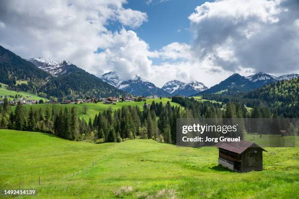 kleinwalsertal in springtime - riezlern imagens e fotografias de stock