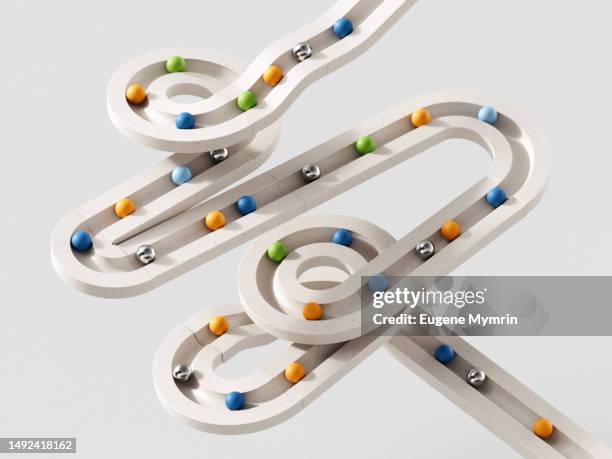 3d image of rolling objects along a path - passagem objeto manufaturado - fotografias e filmes do acervo