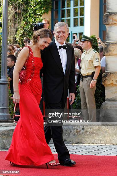 Georg von Waldenfels and his wife arrive for the Bayreuth festival 2012 premiere on July 25, 2012 in Bayreuth, Germany.