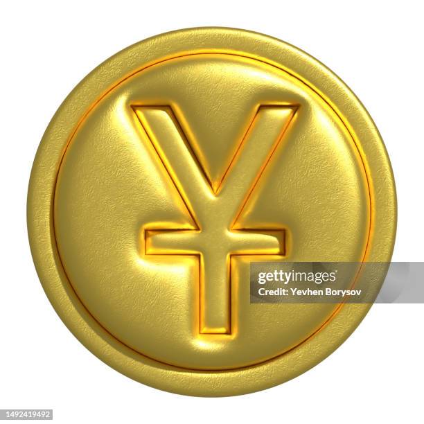 gold coin of chinese yuan yen symbol concept of internet currency - the y stock pictures, royalty-free photos & images