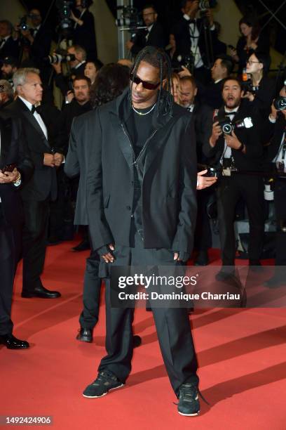 Travis Scott attends the "The Idol" red carpet during the 76th annual Cannes film festival at Palais des Festivals on May 22, 2023 in Cannes, France.