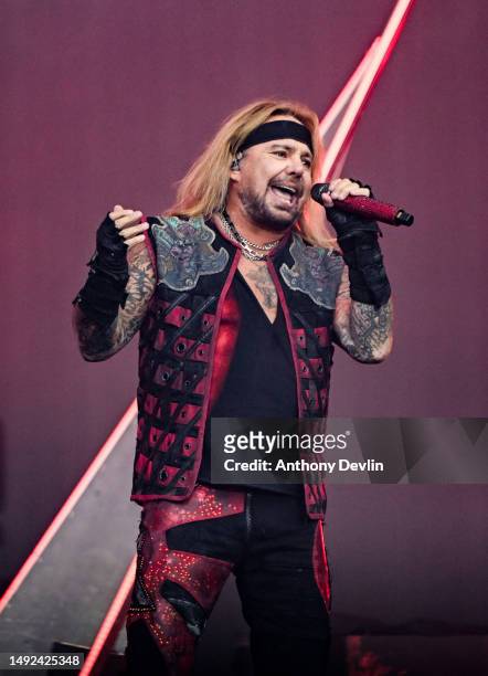 Vince Neil of Mötley Crüe performs live for the "The World Tour" at Sheffield Bramall Lane on May 22, 2023 in Sheffield, England.