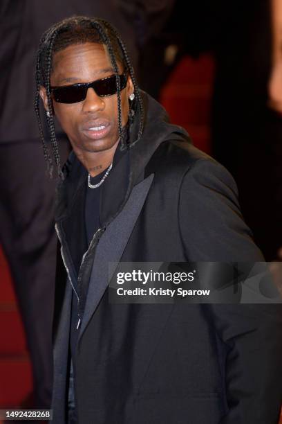 Travis Scott attends the "The Idol" red carpet during the 76th annual Cannes film festival at Palais des Festivals on May 22, 2023 in Cannes, France.