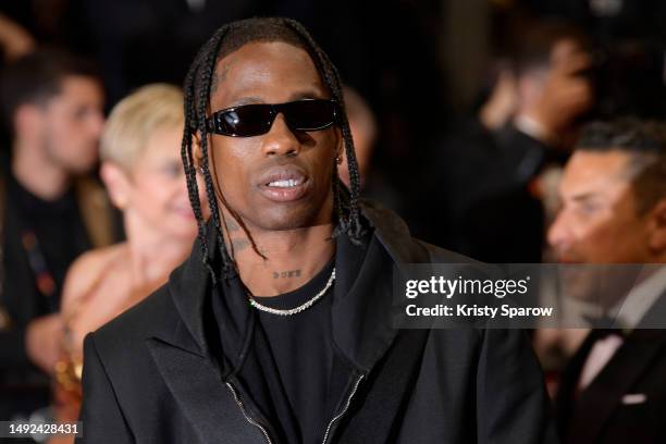 Travis Scott attends the "The Idol" red carpet during the 76th annual Cannes film festival at Palais des Festivals on May 22, 2023 in Cannes, France.
