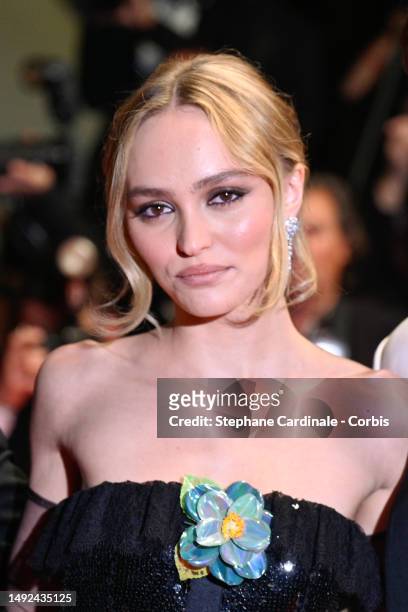 Lily-Rose Depp attends the "The Idol" red carpet during the 76th annual Cannes film festival at Palais des Festivals on May 22, 2023 in Cannes,...