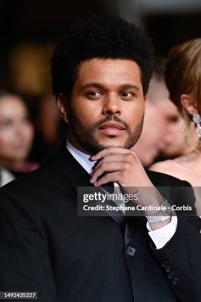 Abel “The Weeknd” Tesfaye attends the "The Idol" red carpet during the 76th annual Cannes film festival at Palais des Festivals on May 22, 2023 in...