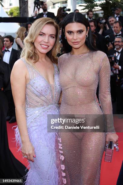 Galina Antonova and Margo Sah attend the "Club Zero" red carpet during the 76th annual Cannes film festival at Palais des Festivals on May 22, 2023...