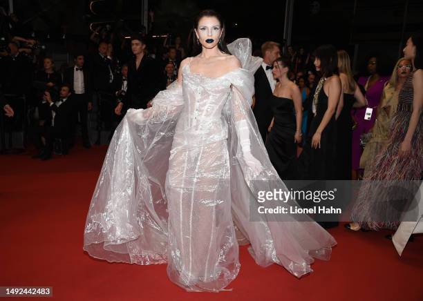 Julia Fox attends the "The Idol" red carpet during the 76th annual Cannes film festival at Palais des Festivals on May 22, 2023 in Cannes, France.