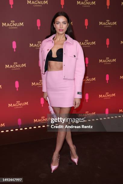 Irina Shayk at Magnum Beach Cannes Party to celebrate the launch of #Pleasureisalwayson Campaign on May 22, 2023 in Cannes, France.