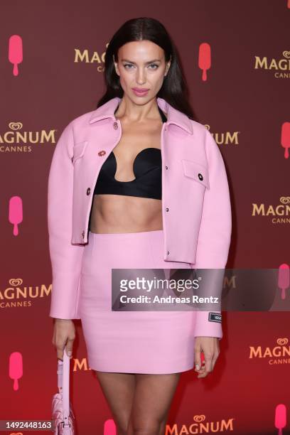 Irina Shayk at Magnum Beach Cannes Party to celebrate the launch of #Pleasureisalwayson Campaign on May 22, 2023 in Cannes, France.