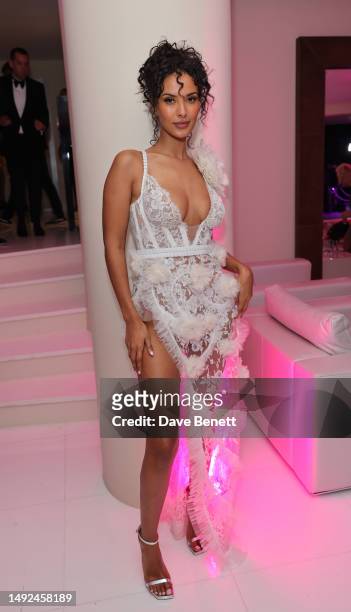 Maya Jama attends 'BOSS Loves Naomi', a special birthday event for Naomi Campbell, hosted by Daniel Grieder, on May 22, 2023 in Cannes, France.