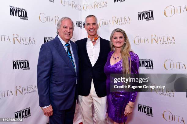Stewart F. Lane, Jerry Mitchell and Bonnie Comley attend the BroadwayHD Receives The Chita Rivera Ambassador For The Arts Awardat NYU Skirball Center...