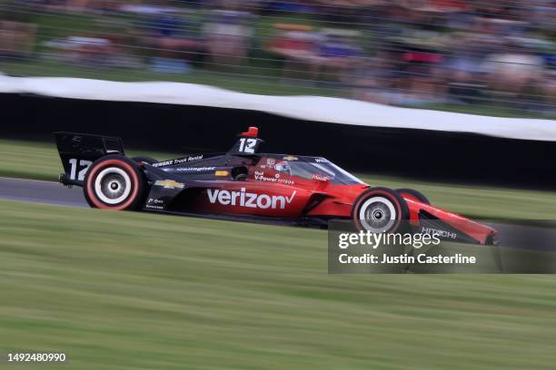 Will Power, driver of the Verizon Team Penske Chevrolet drives during the NTT IndyCar GMR Grand Prix at Indianapolis Motor Speedway on May 13, 2023...