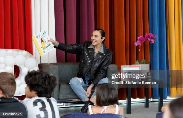 Gal Gadot reads during Hammer Museum K.A.M.P. 2023 at Hammer Museum on May 21, 2023 in Los Angeles, California.