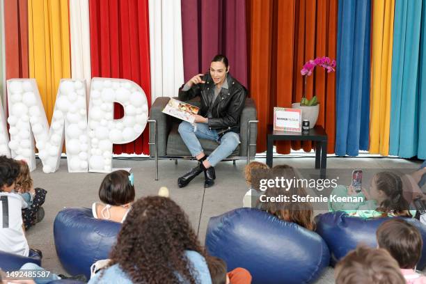 Gal Gadot reads during Hammer Museum K.A.M.P. 2023 at Hammer Museum on May 21, 2023 in Los Angeles, California.