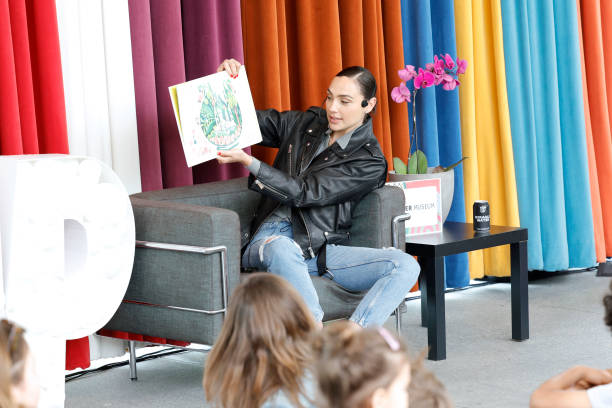 Gal Gadot reads during Hammer Museum K.A.M.P. 2023 at Hammer Museum on May 21, 2023 in Los Angeles, California.