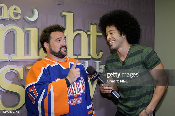 Episode 4294 -- Pictured: Actor Kevin Smith during an interview with Bryan Branly backstage on July 25, 2012 --