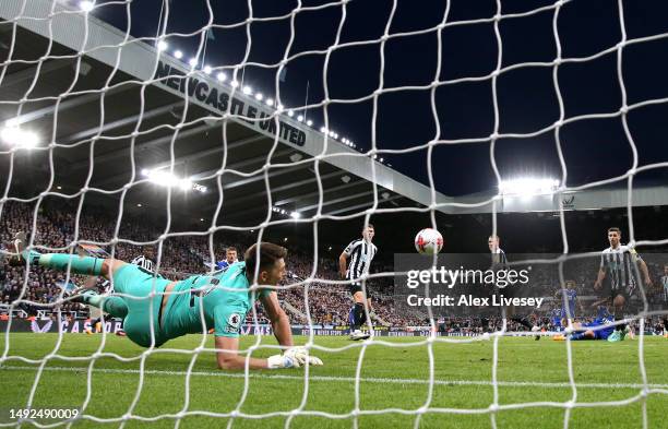 Nick Pope of Newcastle United makes a save from Timothy Castagne of Leicester City during the Premier League match between Newcastle United and...