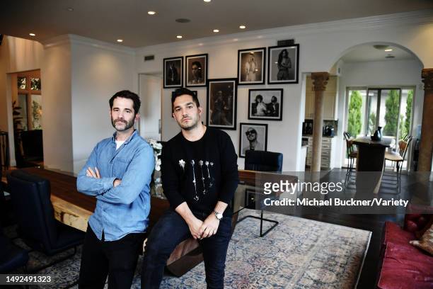 Ben Mawson and Ed Millett pose for a portrait in their new office for TaP on September 16, 2019 in Los Angeles, California.
