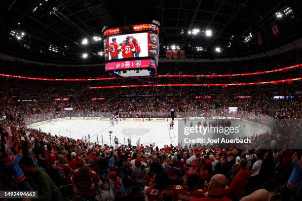 The Florida Panthers celebrate after defeating the Carolina Hurricanes in Game Three of the Eastern Conference Final of the 2023 Stanley Cup Playoffs...