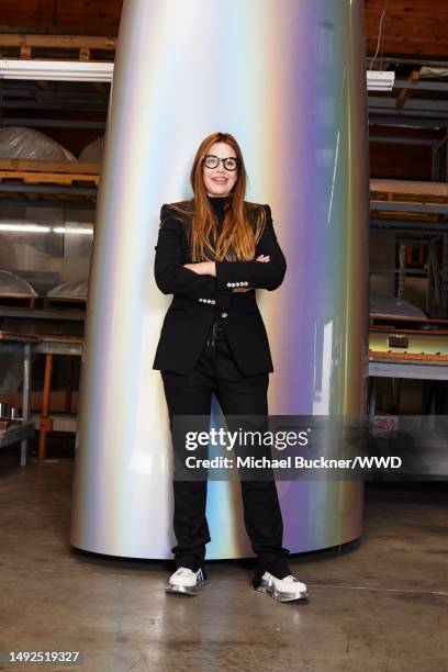 Artist Gisela Colon poses for a portrait at her studio in Duarte, California on November 24, 2020.