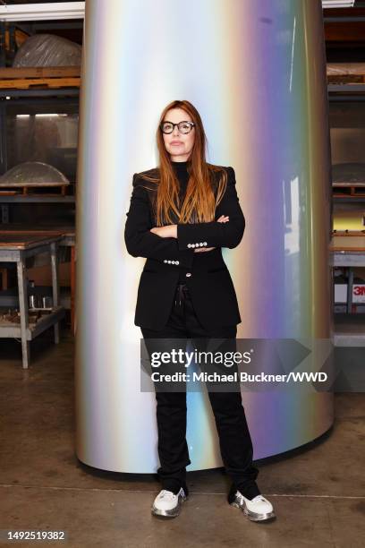 Artist Gisela Colon poses for a portrait at her studio in Duarte, California on November 24, 2020.