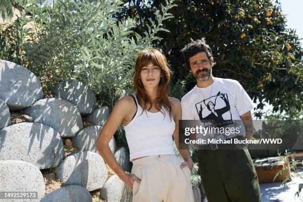 Davandra Banhart and Emily Labowe pose for a portrait at their home in Los Angeles, California on March 29, 2021.