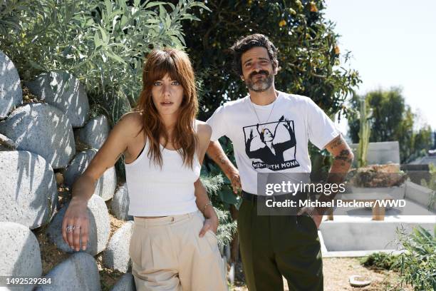 Davandra Banhart and Emily Labowe pose for a portrait at their home in Los Angeles, California on March 29, 2021.