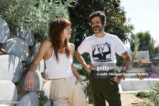 Davandra Banhart and Emily Labowe pose for a portrait at their home in Los Angeles, California on March 29, 2021.