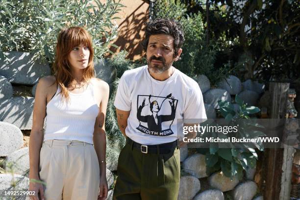 Davandra Banhart and Emily Labowe pose for a portrait at their home in Los Angeles, California on March 29, 2021.