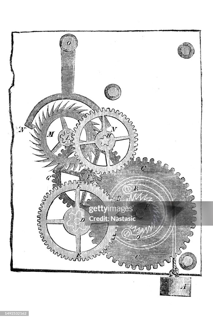 Pendulum Clock Machine The Inside Of A Pendulum Clock Viewed From The Front High-Res Vector ...