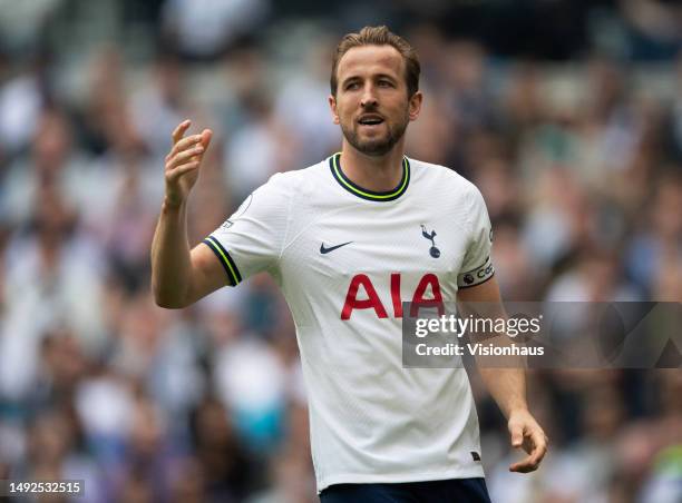 Harry Kane of Tottenham Hotspur during the Premier League match between Tottenham Hotspur and Brentford FC at Tottenham Hotspur Stadium on May 20,...