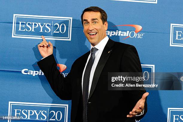 Comedian Rob Riggle poses in the press room during the 2012 ESPY Awards at Nokia Theatre L.A. Live on July 11, 2012 in Los Angeles, California.