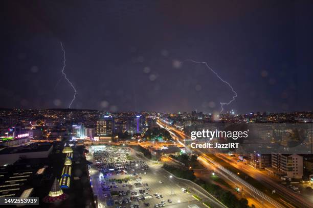 lightning storm - lightning strike stock pictures, royalty-free photos & images