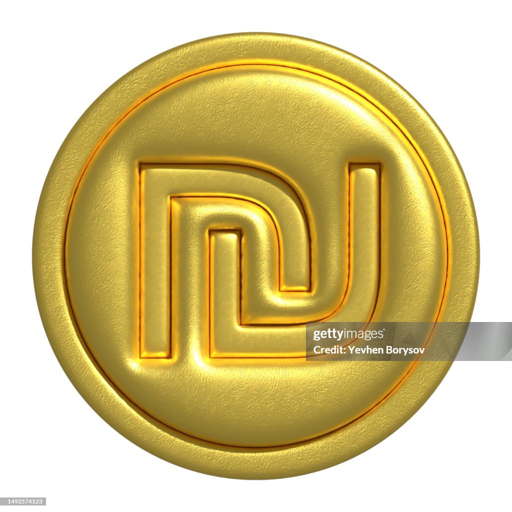 Gold coin of Sheqel symbol Concept of internet currency